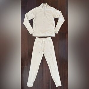 Lululemon Match Set Engineered Warmth 1/2 Zip Top Sz 6 & Jogger White Opal Sz 2